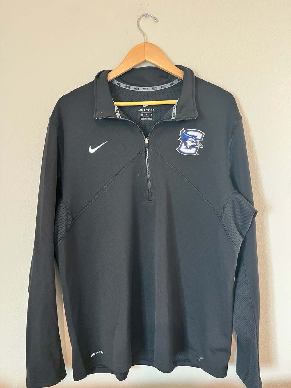 Nike, Creighton Bluejays Dri-Fit 1/4 Zip Pullover, Game Day, Black,XL